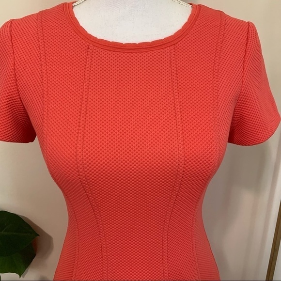 Rebecca Taylor Short Sleeve‎ Knit Pique Dress in Coral sz 2 - Picture 3 of 5
